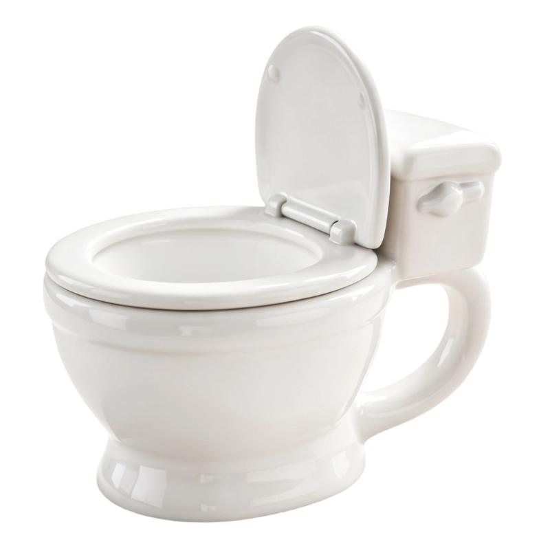 Desk Coffee Cup in Toilet Form With Hinged Lid, PET Plastic Drinkware for Beverage Service, Casual Gatherings and Daily Use on Counters