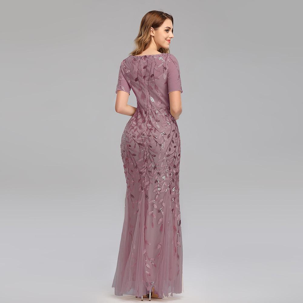 2024 Spring/Summer European-American Slimming Sequin Mesh Fishtail Evening Gown for Women