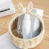 Durable Handmade Basket In Neutral Tone With Fun Rabbits Ear Detail Perfect For Fashion Home Decorations