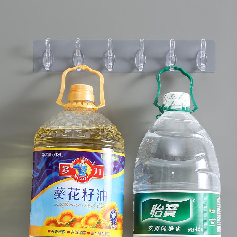 Straight Hook Transparent Strong Viscose Six Straight Hook No Marks No Punching Hole Behind The Door Toilet Storage Wall Hook