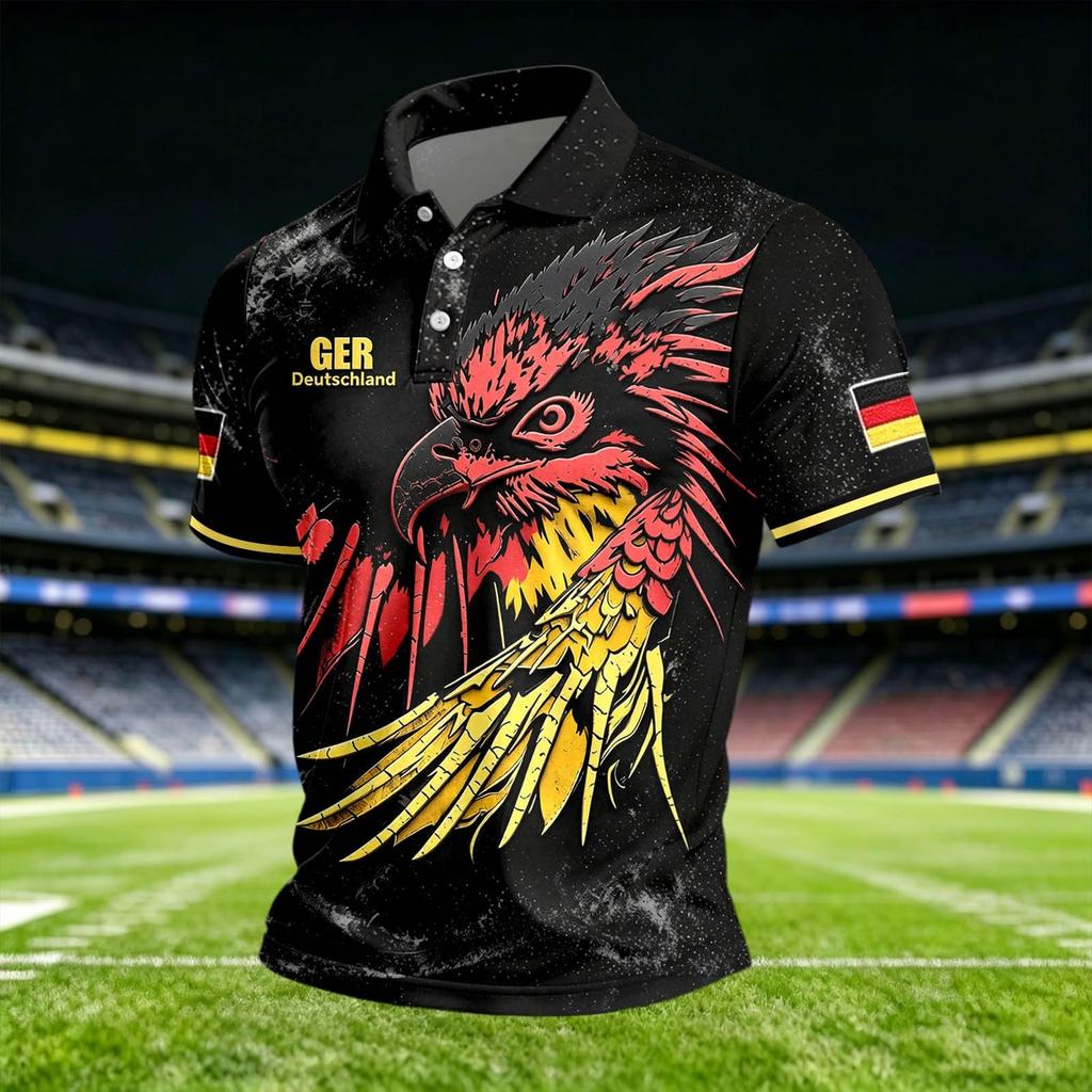Men's Casual Printed Crew Neck Lightweight Breathable Polo Short Sleeve Shirt Suitable for Everyday Wear and Outdoor Activities