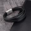 Multilayer Leather Classic Small Accessories Men's Leather Stainless Steel Bracelet For Birthday Party Lucky Present