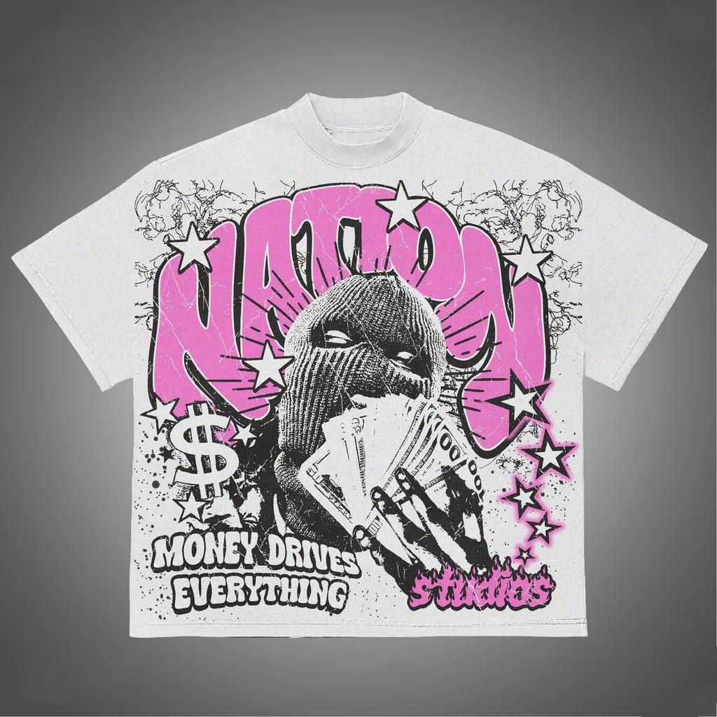 Pure Cotton Mens Y2k Clothing Hiphop Rock Band Punk Goth Fashion Casual Printed Tshirt Vintage Aesthetic Harajuku Streetwear