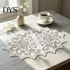 Decorative Table Covers for Weddings White Lace Doily, Elegant Retro Placemat, Embroidered Small Round Placemats Jewelry Trays Mat, Rectangular