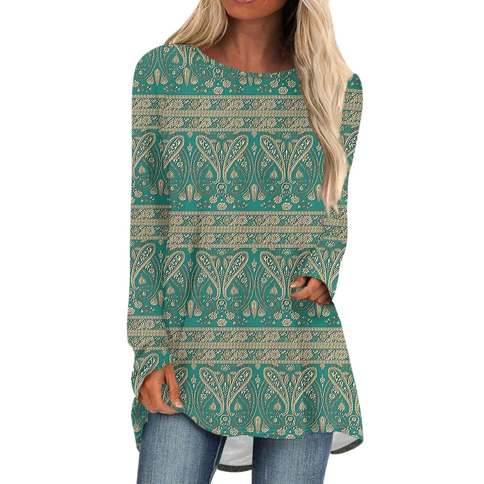 

Женская осенне-зимняя повседневная длинная свободная футболка с длинными рукавами и круглым вырезом S зелёный