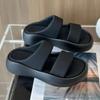 Muffin Platform Sandals Summer Wear New One-word with Open-toed Roman Shoes Beach Shoes