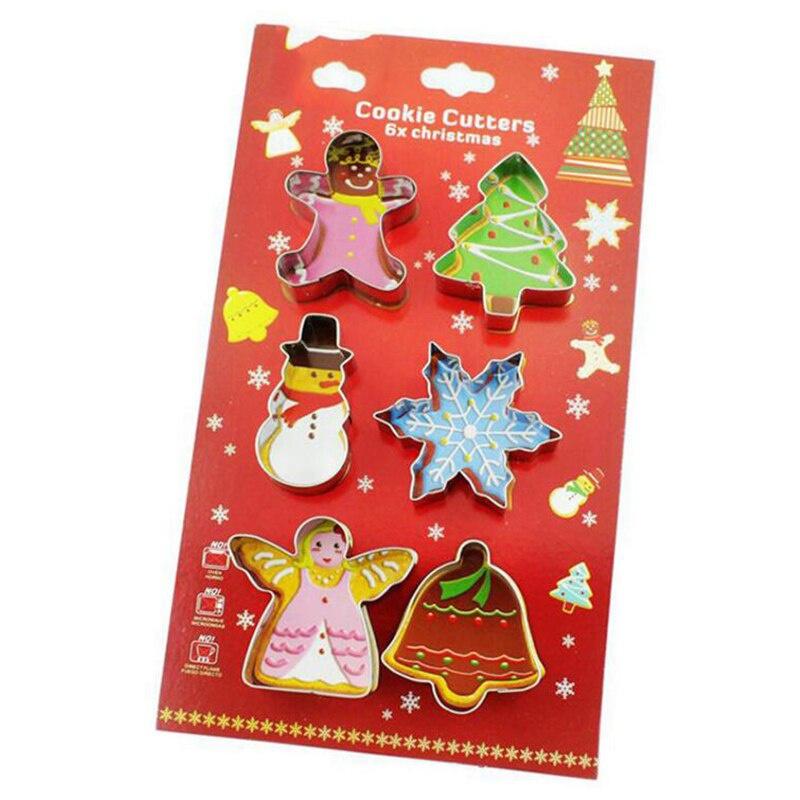 6Pcs/Set Christmas Cookie Cutter Gingerbread Xmas Tree Mold Christmas Cake Decoration Tool Navidad Gift DIY Baking Biscuit Mould