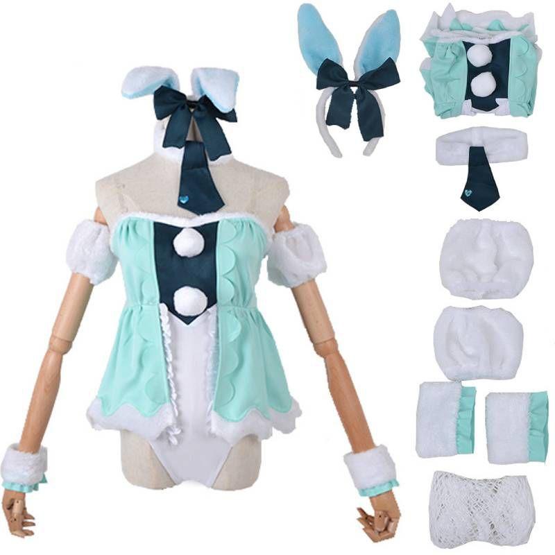 Hatsune Miku White Rabbit Girl Silky Cosplay Costume For Anime Stage Performance