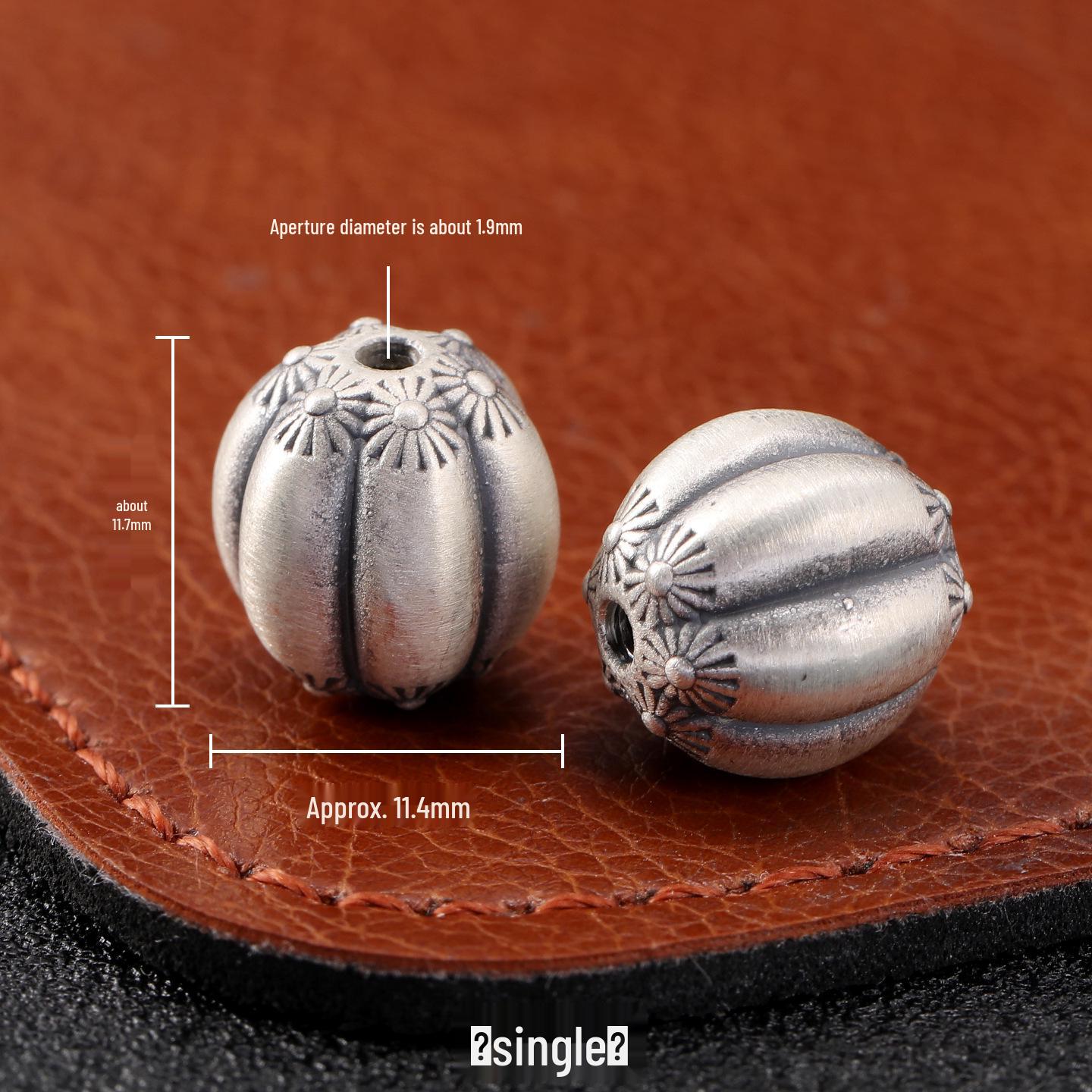 Retro S999 Sterling Silver Pumpkin Lantern Spacer Beads – Round Wenwan DIY Accessories 999 Sterling Silver
