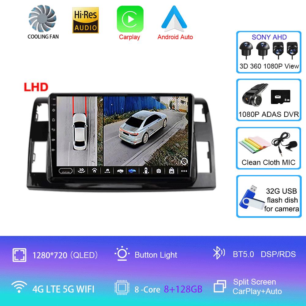 Android 14 For Toyota Previa 3 III XR50 Estima 2006 - 2019 Multimedia Blu-ray QLED Screen Navigation GPS No 2 Din Player