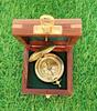 Antique Brass Compass Push Button Pocket Compass With Wooden Box Vintage Gift