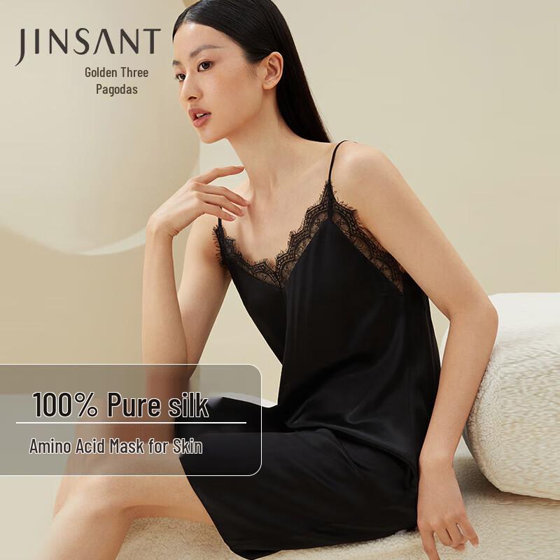 Jinsanta Women s Sexy Silk Lace V-Neck Cami Nightdress M
