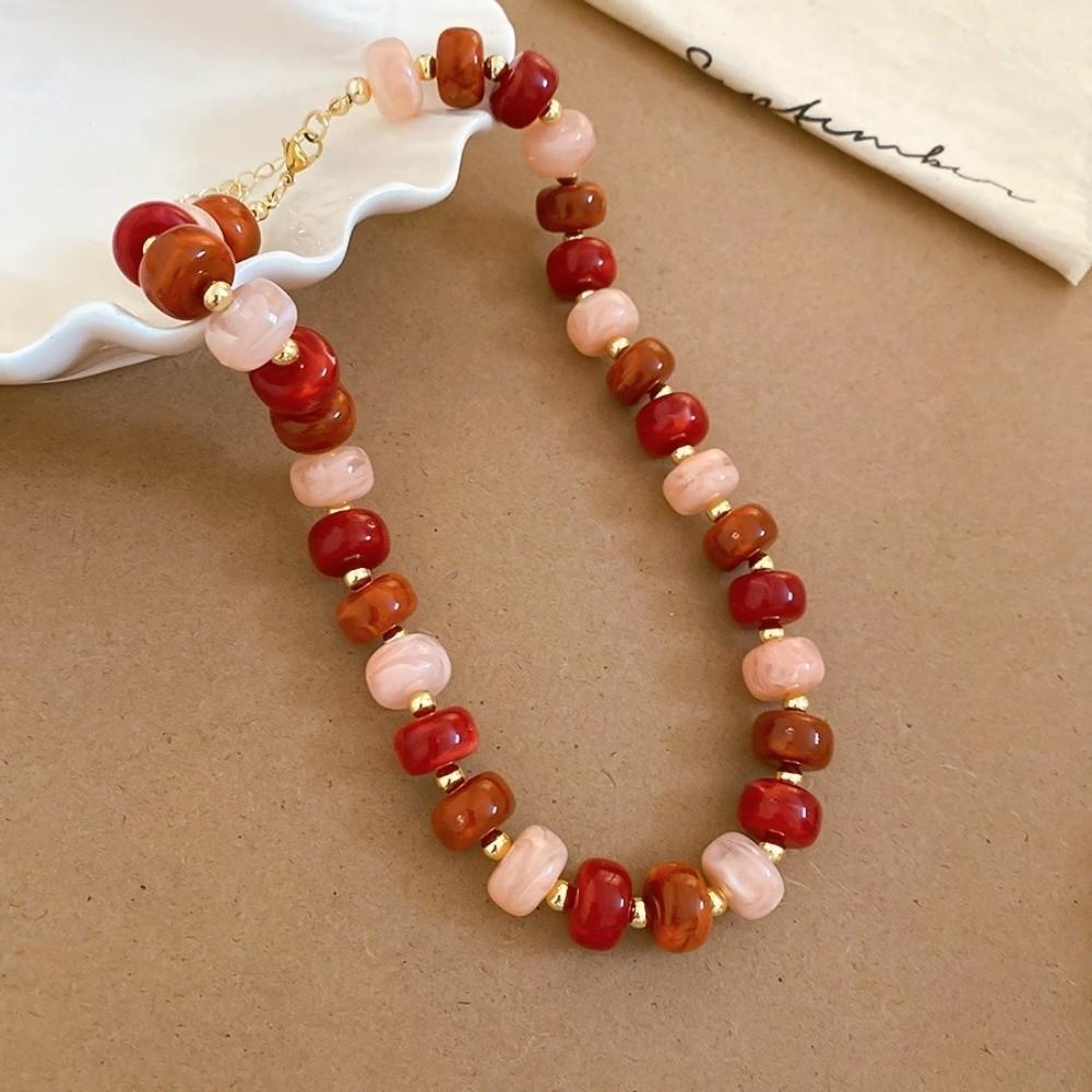 Irregular Bead Beaded Choker Acrylic Material Clavicle Chain Trendy Necklace For Women