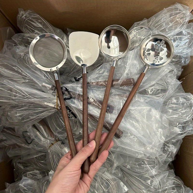 Walnut Handle Kitchen Tool 304 Stainless Steel Spatula Spoon Oil Filter Colander Kit Gadgets Anti-Scalding Cookware For Service