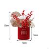 Chinese Flower Basket Ornament Arrangement Red Fruit Tree Celebration Bouquet for Festival