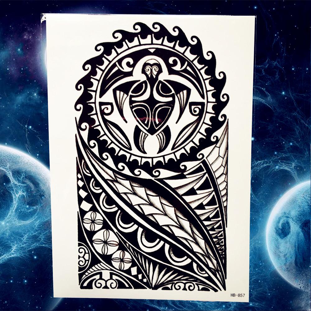 Black Maori Temporary Sleeve Tattoos For Men Women Fake Body Art Drawing Full Arm Sleeve 3D Wolf Dragon Military Tatoos For Show