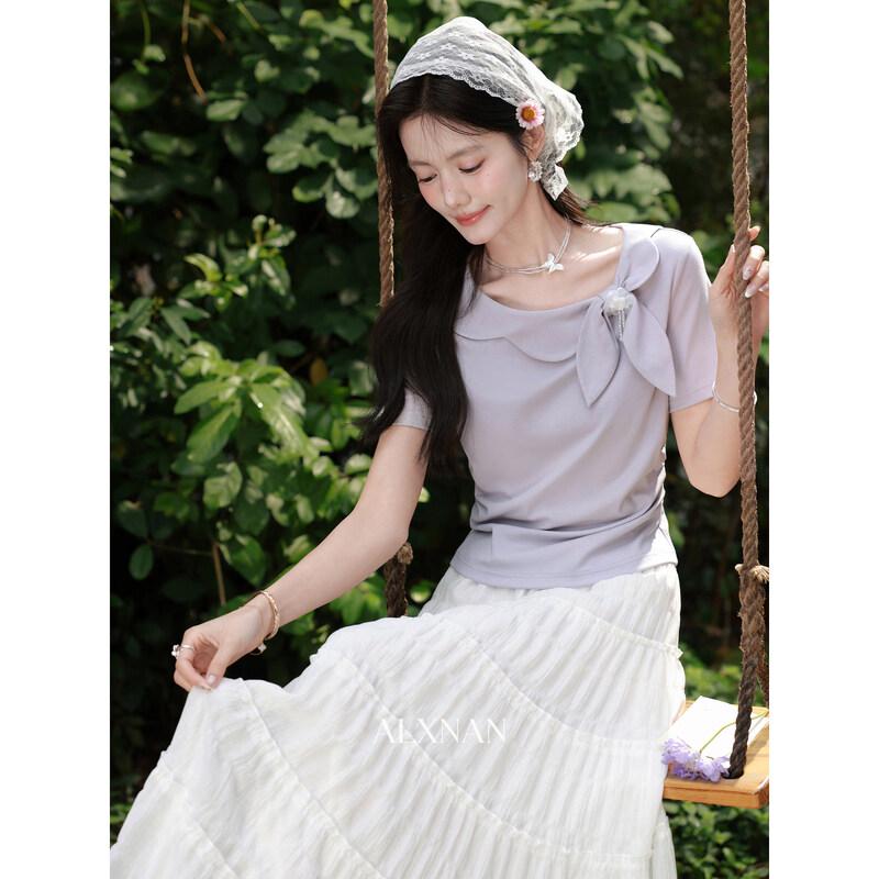 Women s French Light Purple Slim-Fit T-Shirt L