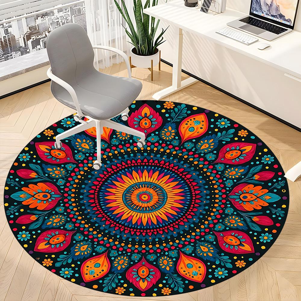 1PC Mandala Artwork Chair Carpet for Office Non-Slip, Lightweight, Machine Washable Rug for Office, Sleeping, Room - Holiday Decoryy251009140