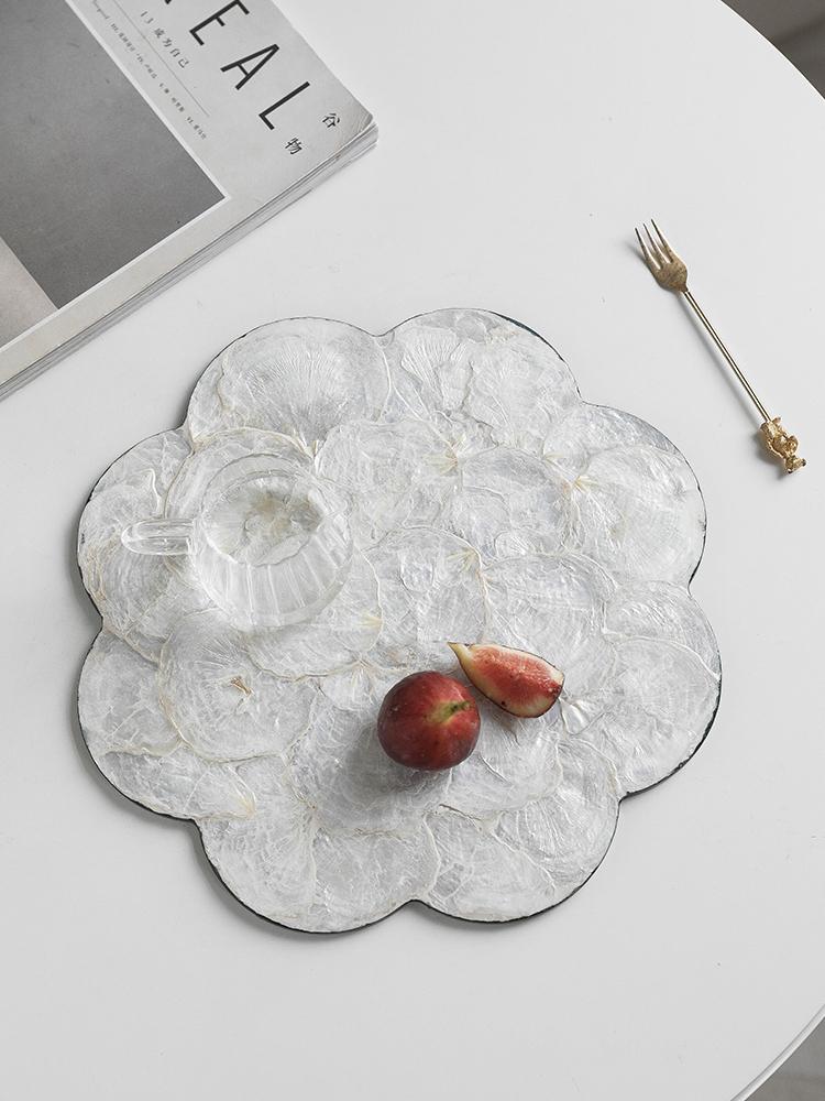 Luxury French Shell Coaster Set Heat Resistant Table Mat Creative Flower Edge Decor Tray