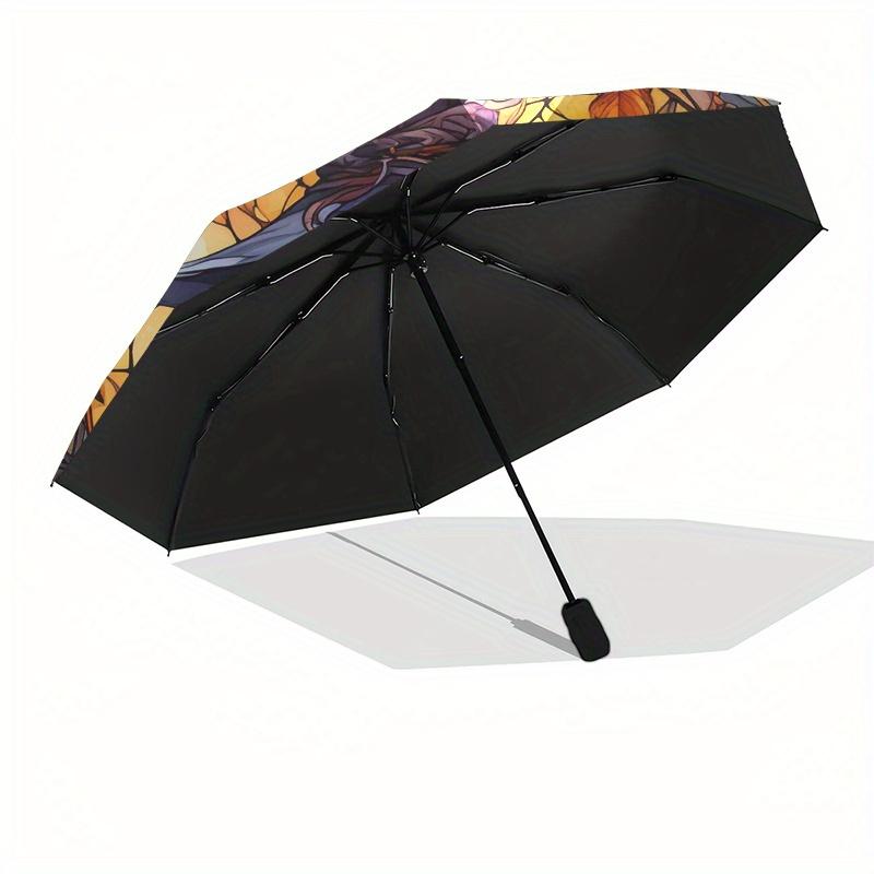 Stained Witch Wall Art: Magical Halloween DecorUmbrella, Portable 3-Fold Compact Umbrella,Christmas Gift ES455