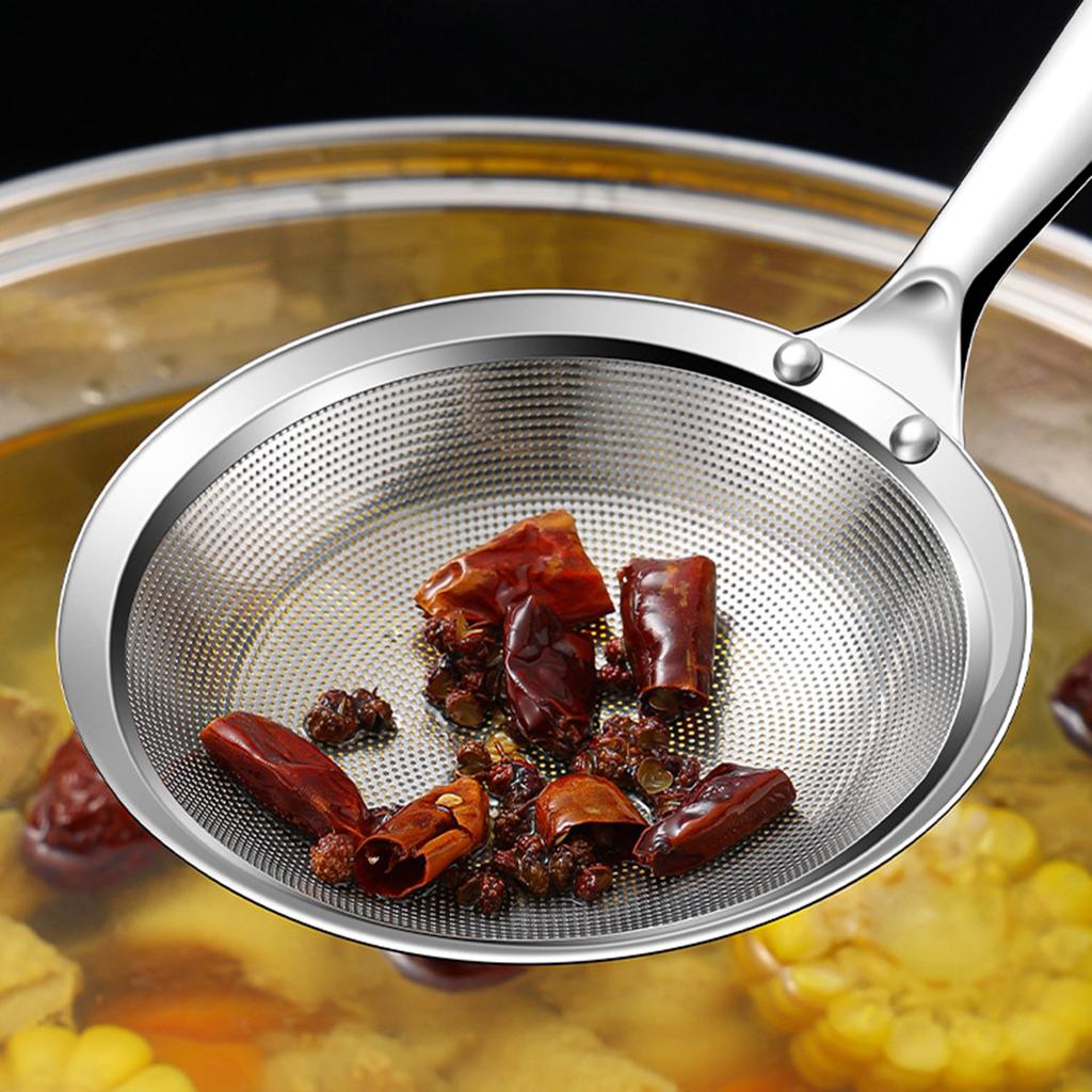 Oil Skimmer Ladle Fine Mesh 316 Stainless Steel Strainer for Removing Foam and Residue Home Kitchen Cooking Tool for Hot Pot Soup Frying