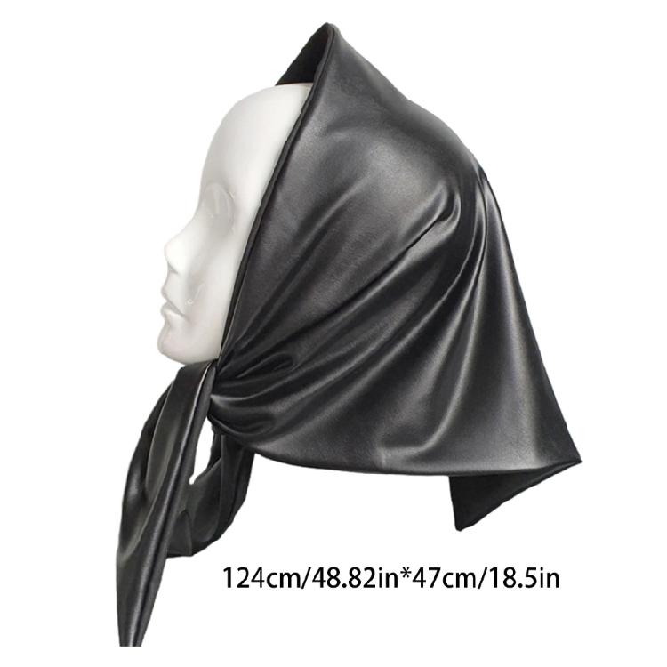 Faux Leather Triangular Scarf Women Headscarf Windproof Scarf Headwraps Bandana