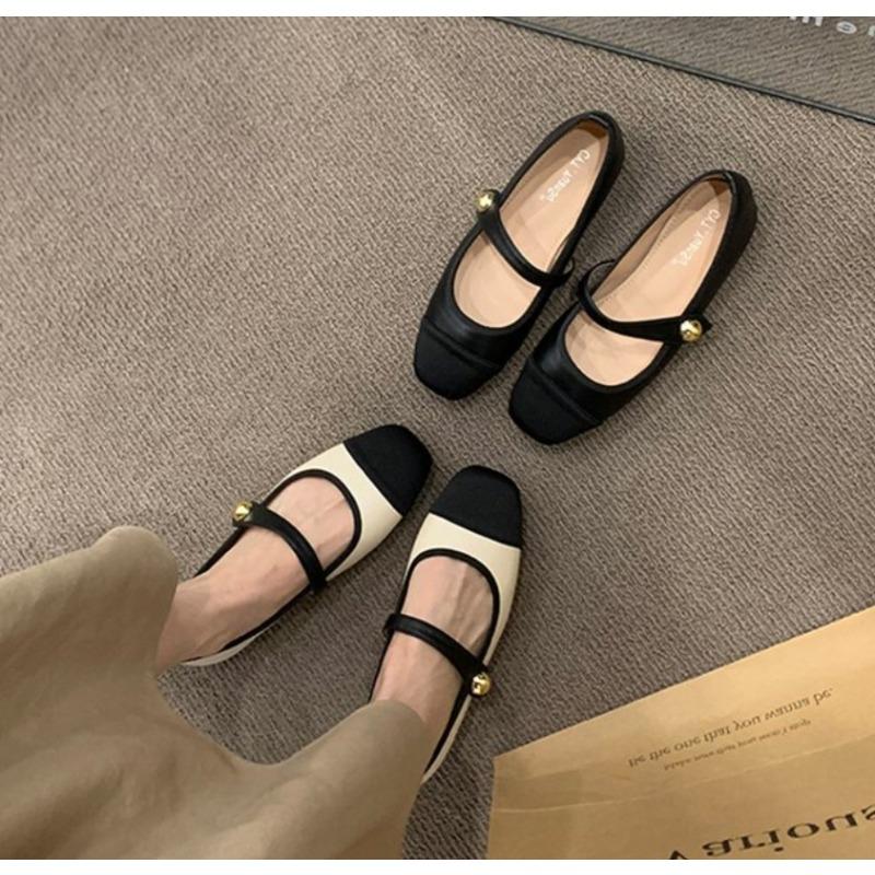 Fashion New Style Women Flat Shoes Fashionable and Versatile Square Toe French Mary Jane Shoes Women Summer Soft Soled Beanie Shoes