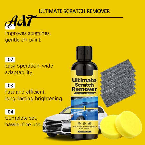 Car Surface Scratch Remover 1 Set Repair Kit, 100G Remover, Sponge & Vehicle Liquid Wipe Cloth, Quick Restore Shine Scratches for Vehicles Restoration