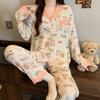 Cartoon Cat Pajamas Women'S Autumn Cloud Cotton Long-Sleeved Cardigan Cute Girl Can Wear Loungewear Suit