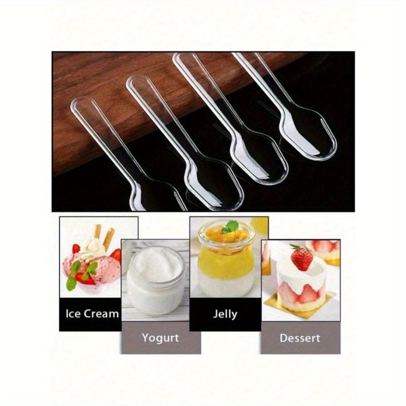 100 ks Průhledná dezertní lžička, Lžička na dort, Lžička na pudink, Lžička na zmrzlinu, Vhodná pro domácnost, Party potřeby, Sada příborů, Kuchyně