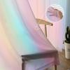 Rainbow Pink Morning Glow Tulle Curtains For Living Room Kitchen Decoration Chiffon Window Treatments Voile Sheer Curtain