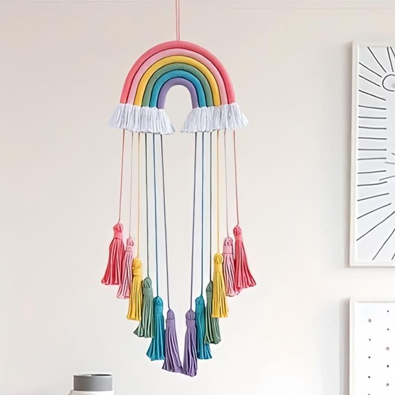 

1 piece of Christmas cotton rope woven rainbow wall decoration, creative bedroom pendant, homestay decoration pendant