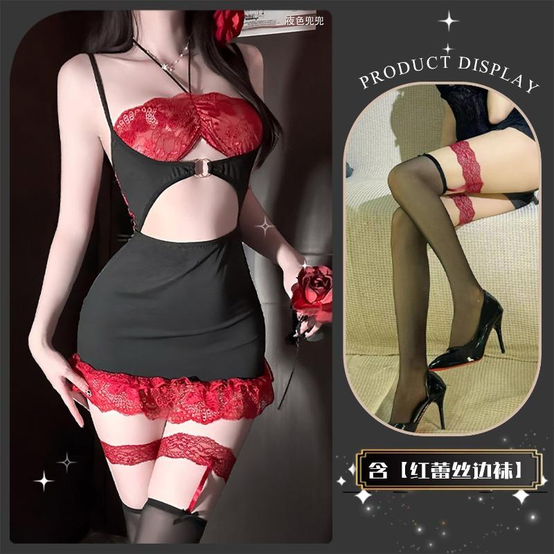 Sex Underwear Sexy Temptation Lace Perspective Naked Back Onesie Hot Flirting Free Hip Skirt New