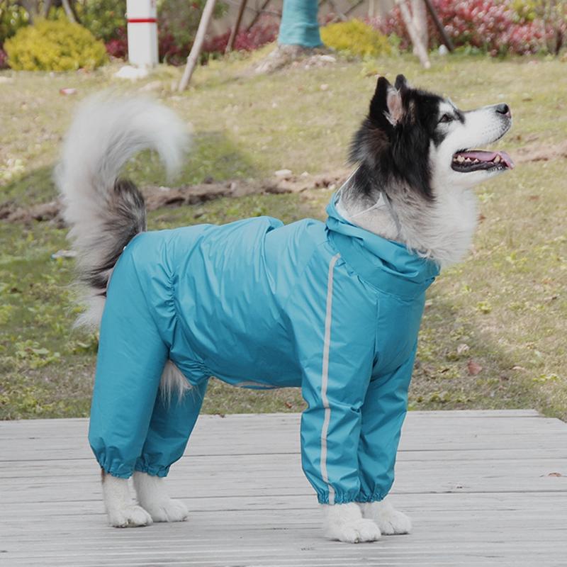 Large Dog Raincoat Waterproof Polyester Safety Reflective Stripe Rain Jacket for Golden Retriever Labrador Husky 8XL-12XL