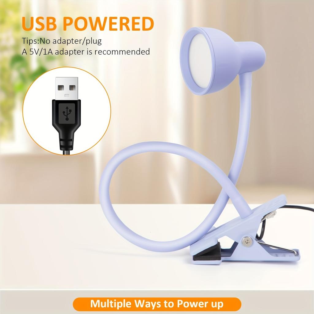 Flexible Table Lamp USB Power Lamp Reading Book Light With Clip Study Reading Desk Lamps Bedside Table Bedroom Decor Nightlamp