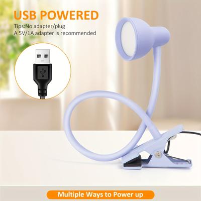 Flexible Table Lamp USB Power Lamp Reading Book Light With Clip Study Reading Desk Lamps Bedside Table Bedroom Decor Nightlamp