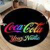 Coca Cola Rainbow Custom Name Round Area Rug Carpet Rug For Living Room Bedroom Sofa Playroom Decor Nonslip Floor Mat