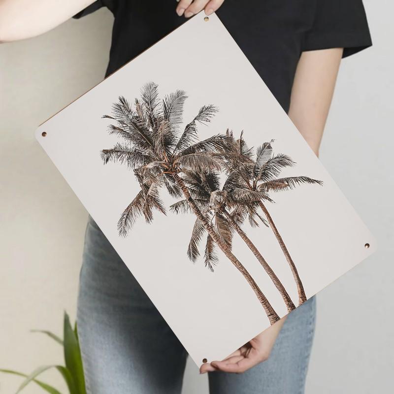 

Tropical Palm Tree Metal Wall Art Modern Minimalist Home Decor Living Room Bedroom Study Hanging Ornament 20x30cm（7.8x11.8inch）