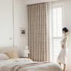 French Scandinavian Style Printed Bedroom Hooks, Perforated Curtains, Full Blackout Sun Protection Cloth