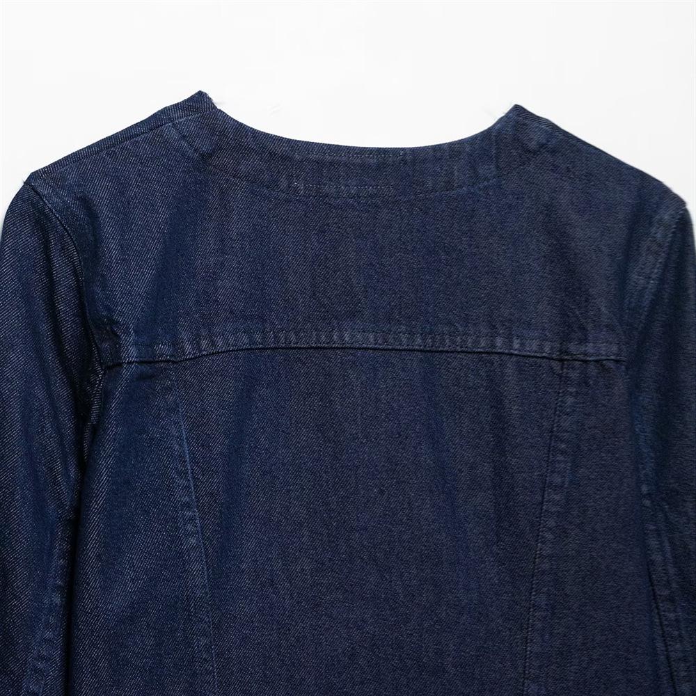 2025 Spring/Summer Women's Versatile Denim Jacket with Pockets