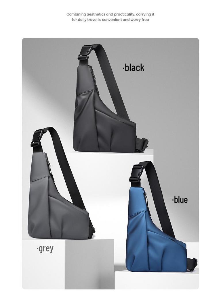 Tide Cool Water-Repellent Men's Crossbody Chest Bag: Fashionable, Large Capacity, Lightweight, and Casual Backpack