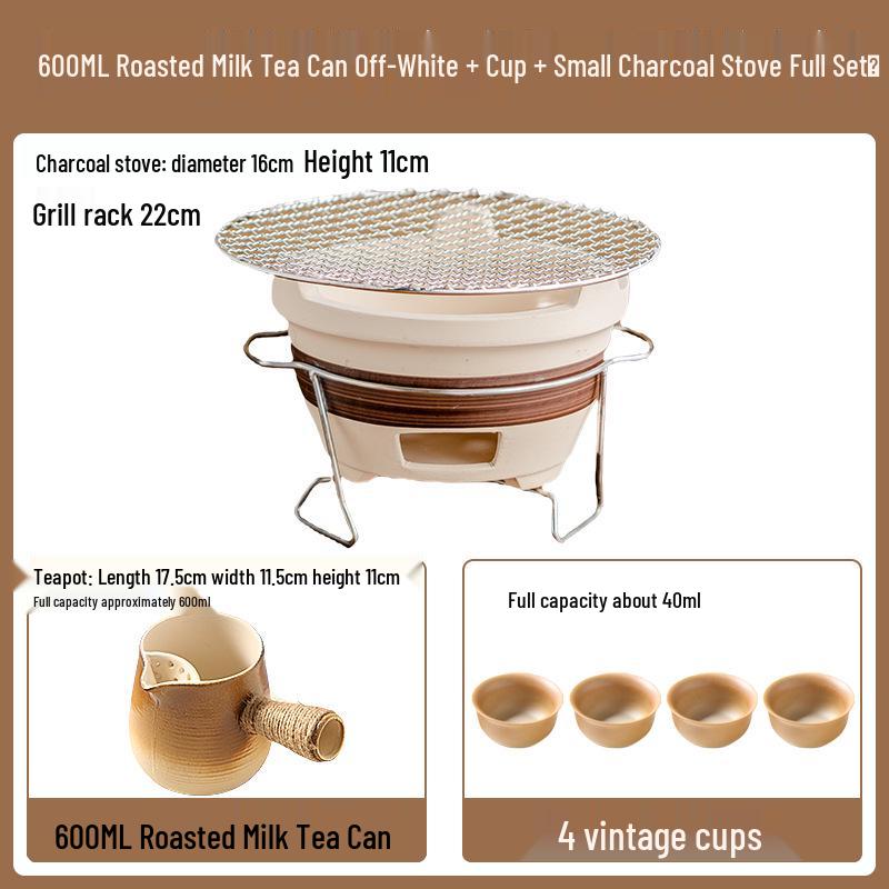 High-Temperature Resistant Ceramic Stove and Teapot Set for Outdoor Tea Brewing and Roasting