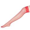 Top sexy in pizzo floreale da donna trasparente attraverso le calze a rete alte fino alla coscia del nightclub
