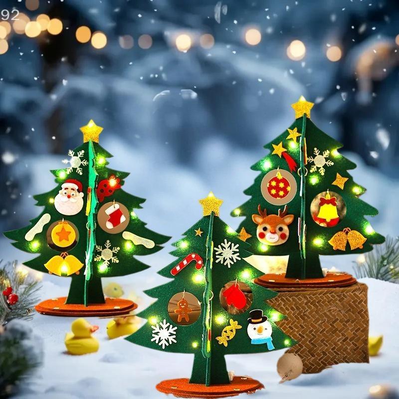 1SET Children DIY Felt Christmas Tree Toys Handmade Xmas Tree Crafts Material Desktop Decoration Navidad New Year Gifts for Kids