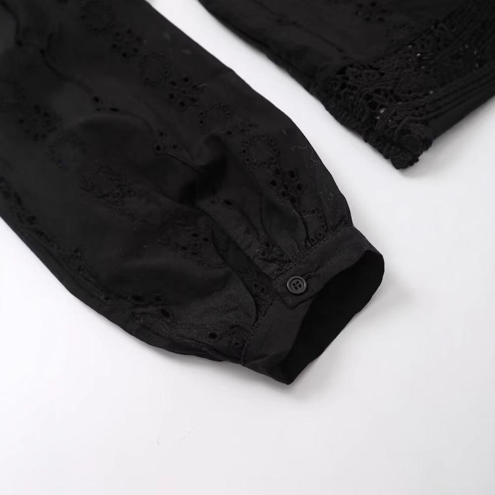 2024 Autumn Women's Fashion: European & American Style Embroidered Long Sleeve Shirt