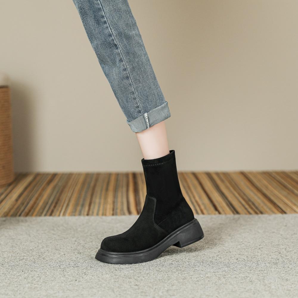Small Size 32-40 Martin Boots for Women Short Boots for Women Suede Boots for Women Autumn and Winter Style Slim Long Socks Boots