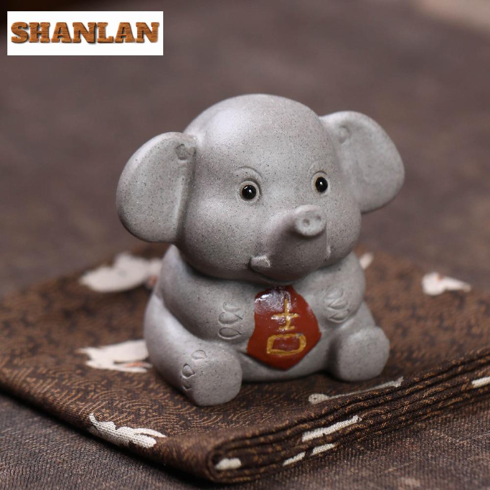 Yixing Purple Clay Cute Peace Elephant Tea Pet Retro Tea Sculpture Tea Figurine Play Toys Tea Statue Ornaments Workmanship Craft