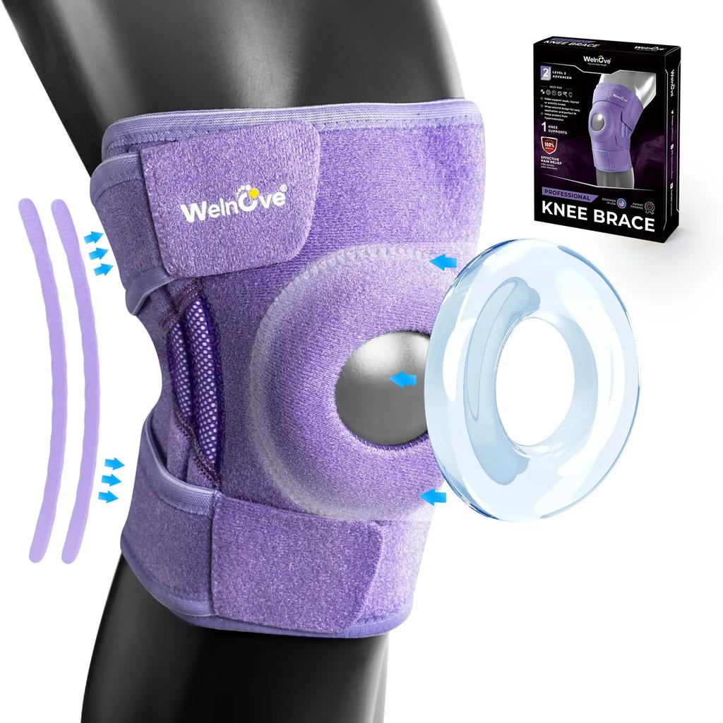 Adjustable Knee Brace With Side Stabilizers Patella Gel Pad For Running Cycling Climbing Support