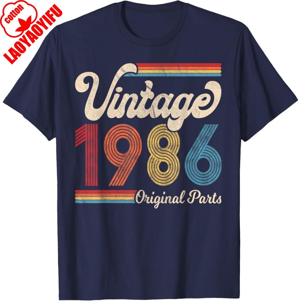 1986 Vintage 1986 Birthday Gift Men Women Born Made 1986 TShirt High Quality Cotton Tees Summer Oneck Unisex T Shirt