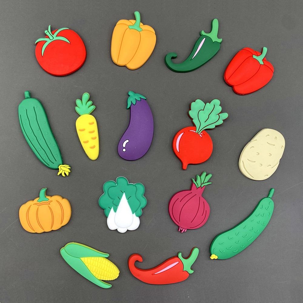 PVC Fridge Magnet Set for Refrigerator Decor Cartoon Magnets for Children Kids Funny Magnetic Toy Creative Food Fruit Magnets